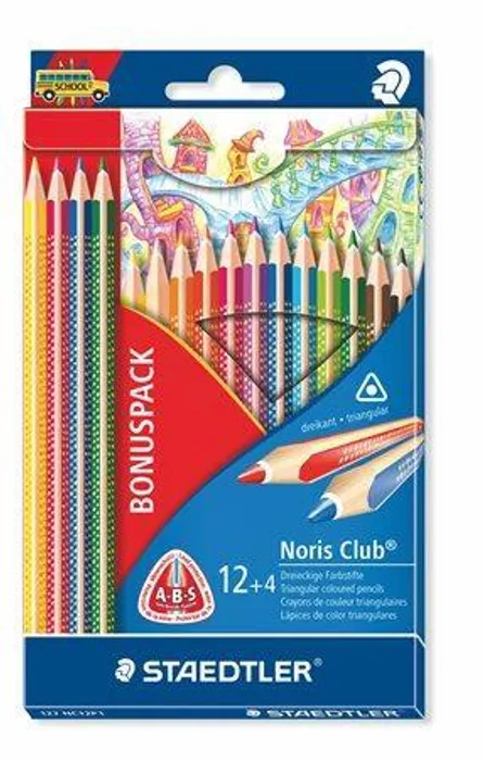 Hauptproduktbild Barevné pastelky "Noris Club", 12+4 barev, trojhranná, STAEDTLER