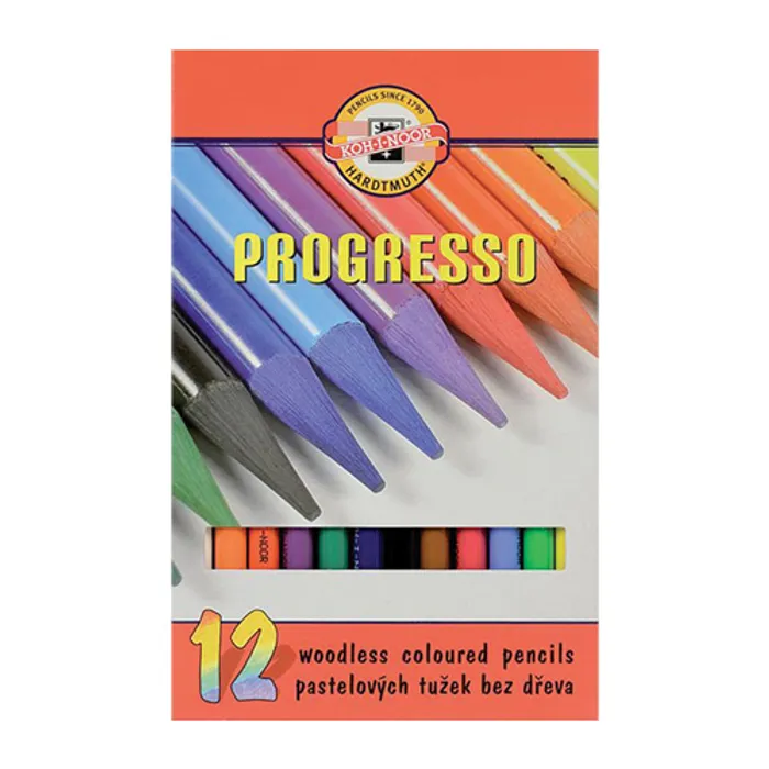 Hauptproduktbild Barevné pastelky "Progresso 8756/12", 12ks, bez dřeva, KOH-I-NOOR