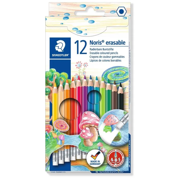 Hauptproduktbild Barevné pastelky s gumou "Noris Club", 12 barev, sada, šestihranné, STAEDTLER
