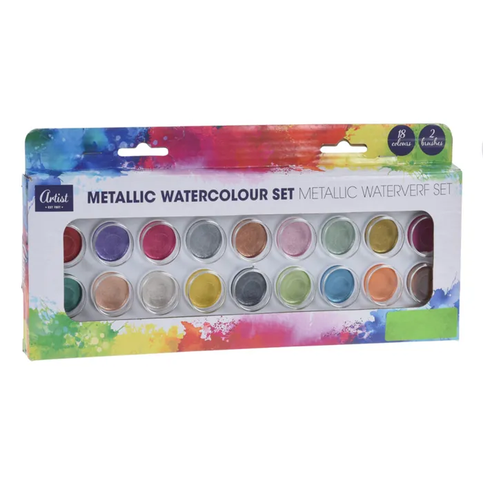 Hauptproduktbild Barvy vodové metalické 18 barev + 2 štětce