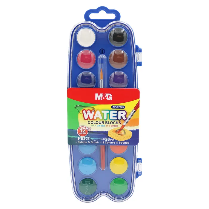 Hauptproduktbild Barvy vodové M&G mini (23 mm) - 14 barev + štetec