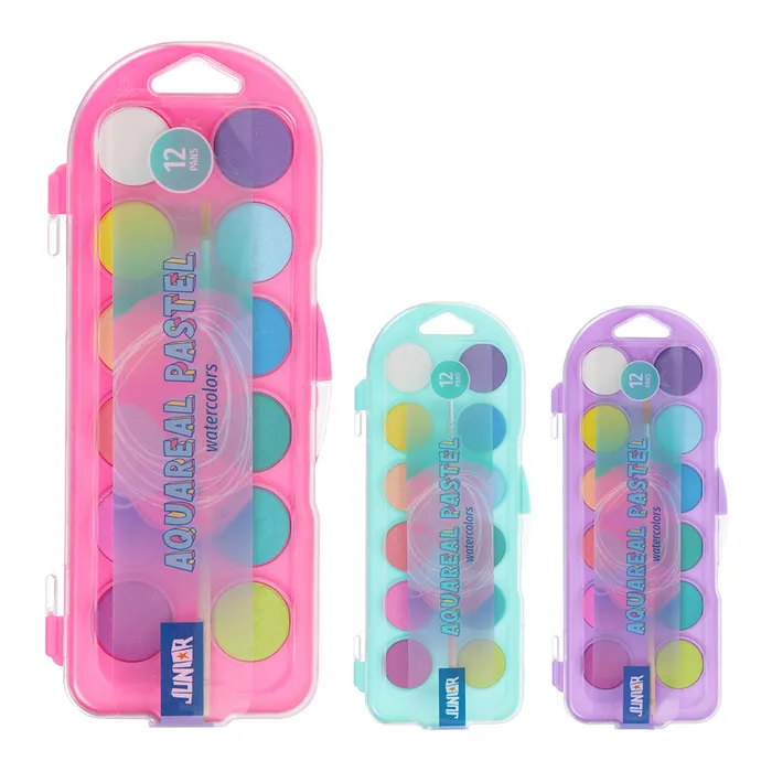 Hauptproduktbild Barvy vodové Pastelové JUNIOR - 12 barev (25 mm)