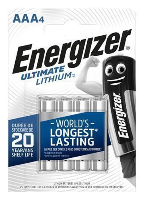 Hauptproduktbild Baterie, AAA (mikrotužková), 4 ks v balení, lithiová, ENERGIZER "Ultimate Lithium"
