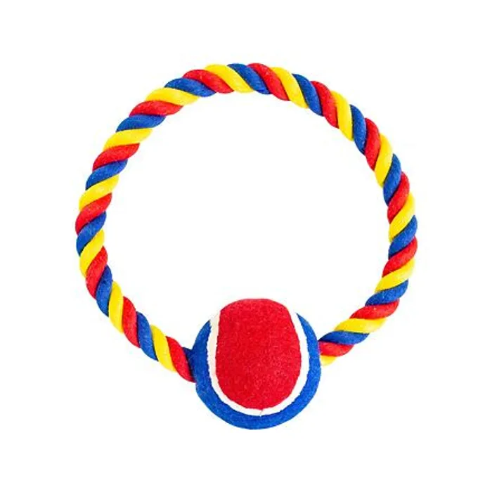 Hauptproduktbild Bavlněný kruh HipHop s tenisákem 6 cm, 18 cm / 140 g červená, modrá, bílá