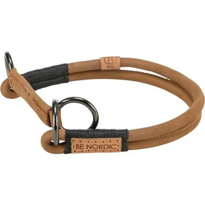 Hauptproduktbild BE NORDIC kulatý polostahovací kožený obojek, hnědá L-XL: 55 cm / Ř 10 mm