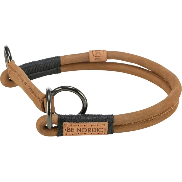 Hauptproduktbild BE NORDIC kulatý polostahovací kožený obojek, hnědá S: 35 cm / Ř 5 mm