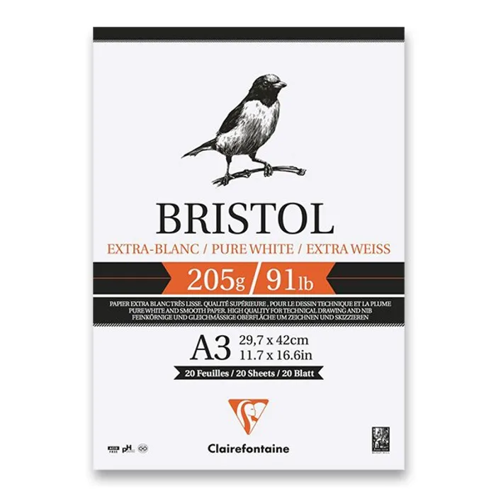 Hauptproduktbild Blok Clairefontaine Bristol A3, 20 listů, 205 g
