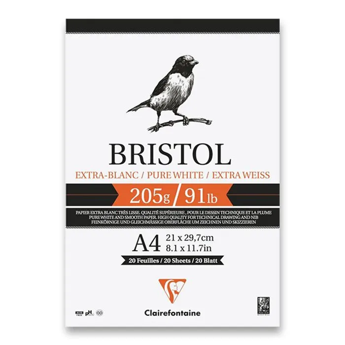 Hauptproduktbild Blok Clairefontaine Bristol A4, 20 listů, 205 g