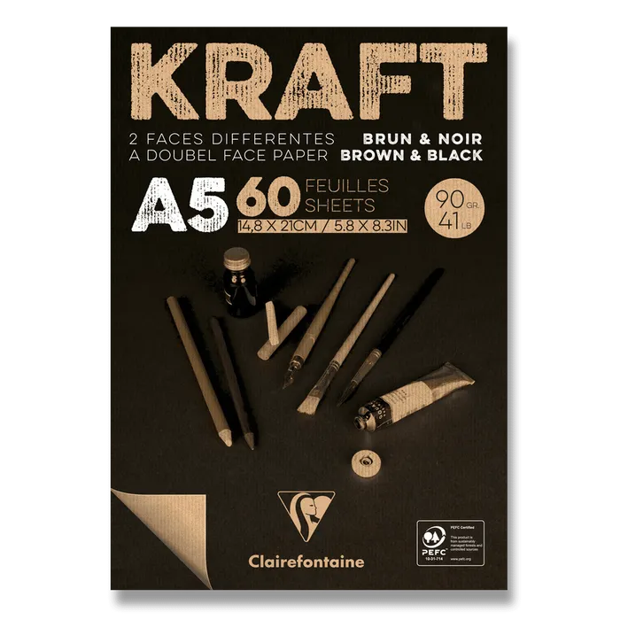 Hauptproduktbild Blok Clairefontaine Brown & Black Kraft A5, 60 listů, 90 g