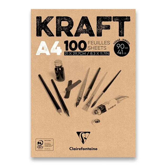 Hauptproduktbild Blok Clairefontaine Brown Kraft A4, 100 listů, 90 g