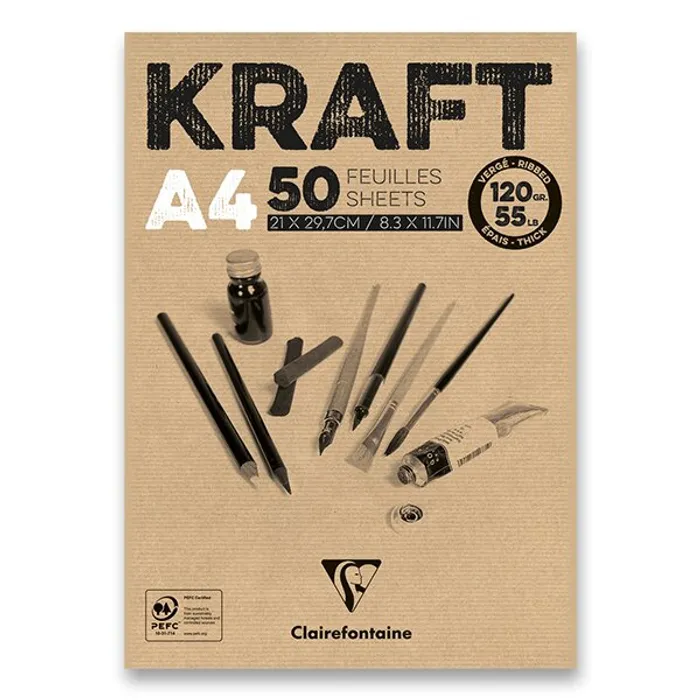 Hauptproduktbild Blok Clairefontaine Brown Kraft A4, 50 listů, 120 g