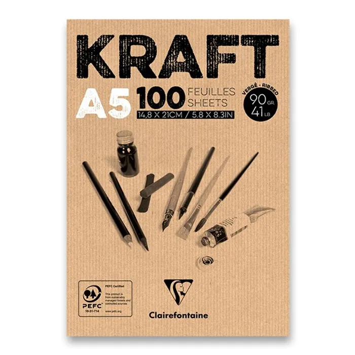 Hauptproduktbild Blok Clairefontaine Brown Kraft A5, 100 listů, 90 g