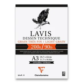 Clairefontaine Lavis Technischer Zeichenblock A3, 10 Blatt, 200 g