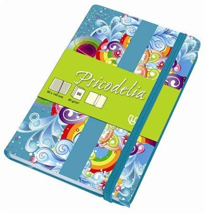 Hauptproduktbild Blok na psaní "Psicodelia", různé barvy, linkovaný, tvrdé desky, A6, 96 listů, UNIPAPEL
