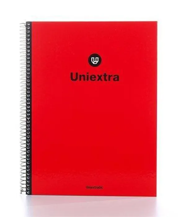 Hauptproduktbild Blok na psaní "UniExtra", červená, linkovaný, drátěná kroužková vazba, A4, 100 listů, UNIP