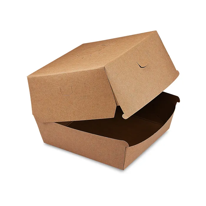 Hauptproduktbild Box na hamburger hnědý 13,5 x 13,5 x 10 cm, nepromastitelný [50 ks]