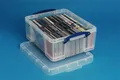 CD- und DVD-Aufbewahrungsbox, Kunststoff, mit Deckel, 18 l, durchsichtig, WIRKLICH NÜTZLICH
