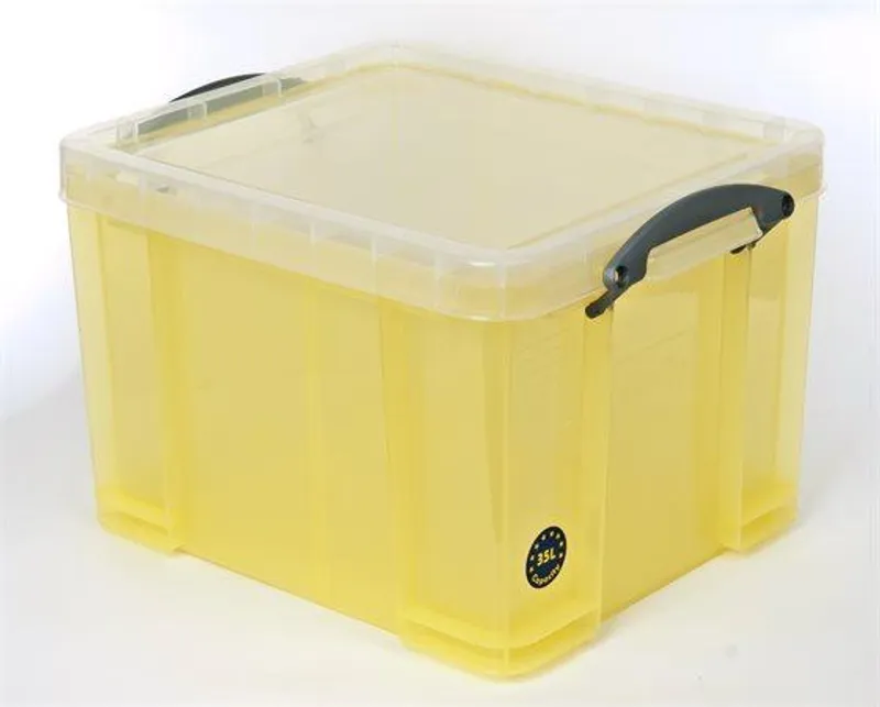 Hauptproduktbild Box, plastový, s víkem, 35 l, průhledný, REALLY USEFUL, žlutá