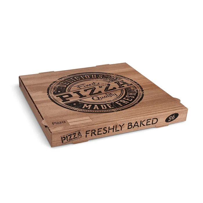 Hauptproduktbild Krabice na pizzu (mikrovlnitá lepenka) kraft 36 x 36 x 4 cm [100 ks]