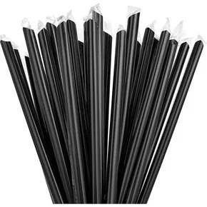 BUBBLE TEA Plastikstrohhalme 12x210mm schwarz [250 Stück] (wiederverwendbar)
