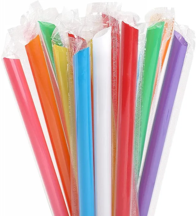 Hauptproduktbild BUBBLE TEA plastové slámky 12x210mm mix [100 ks] (znovu použitelná)