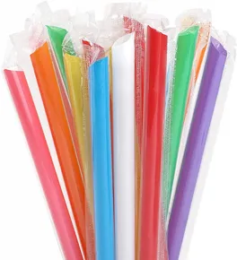 BUBBLE TEA Plastikstrohhalme 12x210mm Mix [250 Stück] (wiederverwendbar)