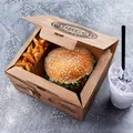 Weiteres Produktbild Burgerbox (aus Mikrowellpappe) 2-geteilt kraft bedruckt 210 x 160 x 100 mm [100 St.]
