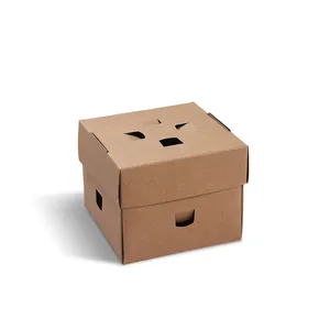 Burgerbox (PAP - FSC Mix) faltbar, fettbeständig, Kraftpapier, 120 x 120 x 100 mm [100 Stück]