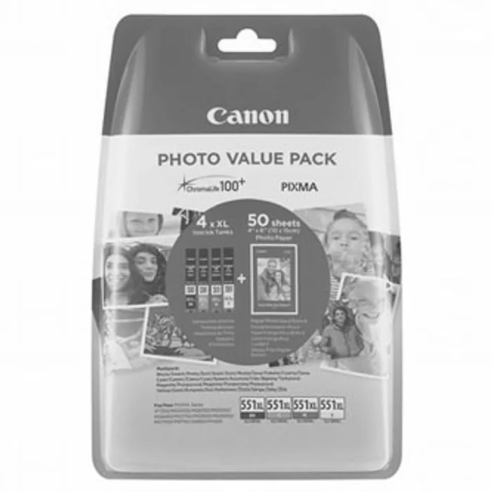 Hauptproduktbild Canon originální ink CLI-551XL C/M/Y/BK Photo Paper Value Pack, CMYK, blistr, 6443B006, C