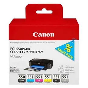 Canon Original Ink PGI-550/CLI-551PGBK/C/M/Y/BK/GY Multipack, black/color, 6496B005, Canon PIXMA iP8750, MG7150, MG6350
