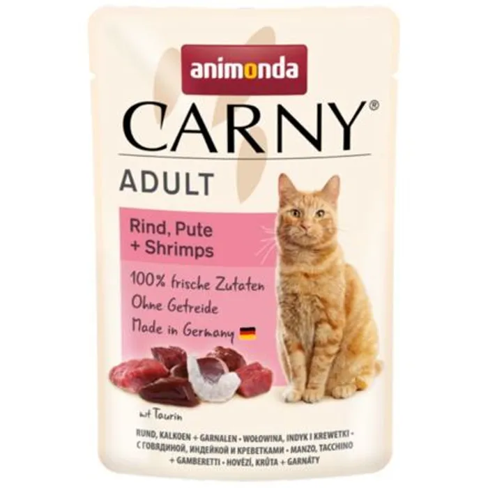 Hauptproduktbild Carny Adult 85 g hovězí, krůta+ráčci, kapsička pro kočky