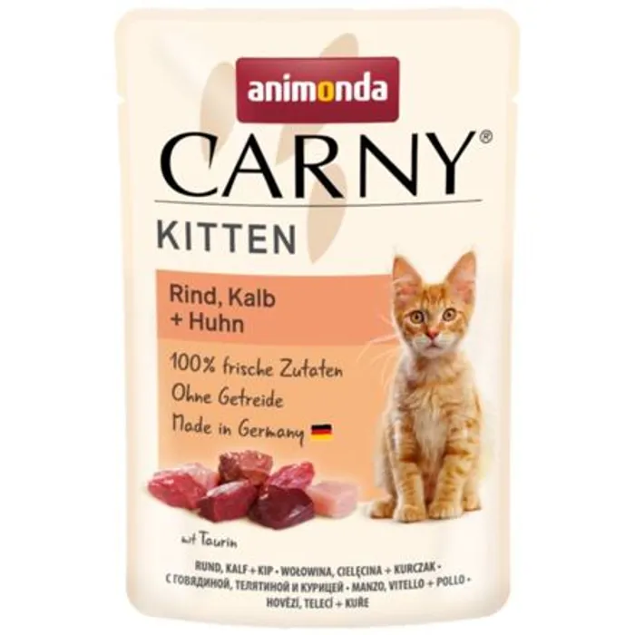 Hauptproduktbild Carny Kitten 85 g hovězí, telecí+kuřecí, kapsička pro koťata