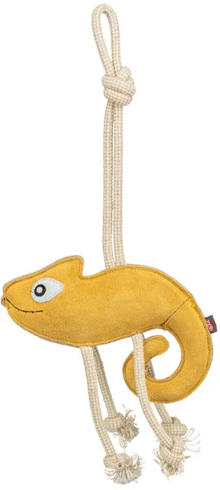 Hauptproduktbild Chamelion - chameleon na laně, 45 cm, hračka pro psy, 100% pravá kůže/lano, žlutá