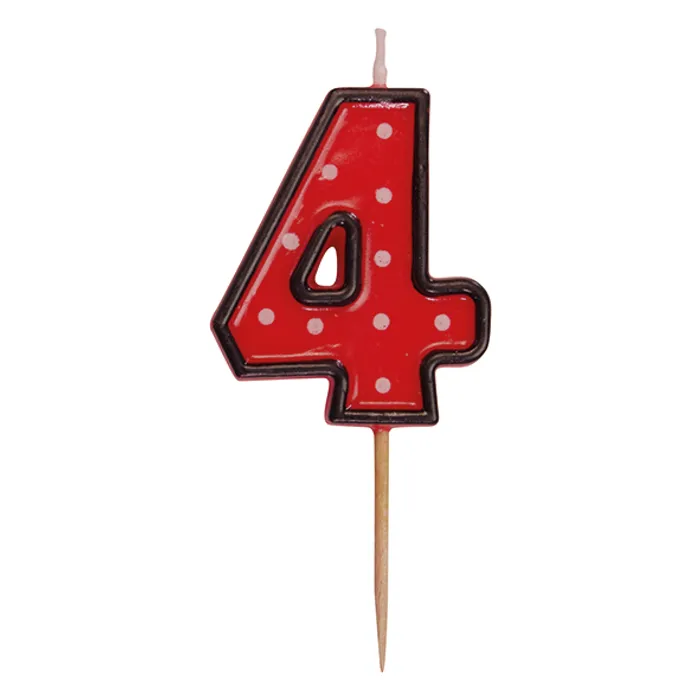 Hauptproduktbild Číslová svíčka na špejli "4" 50 mm [1 ks]