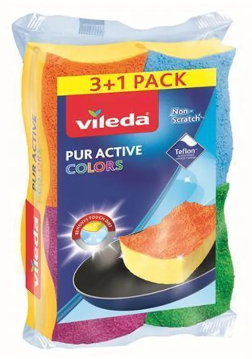 Hauptproduktbild Čistící houba "Pure Active Colors", 3+1 ks, VILEDA