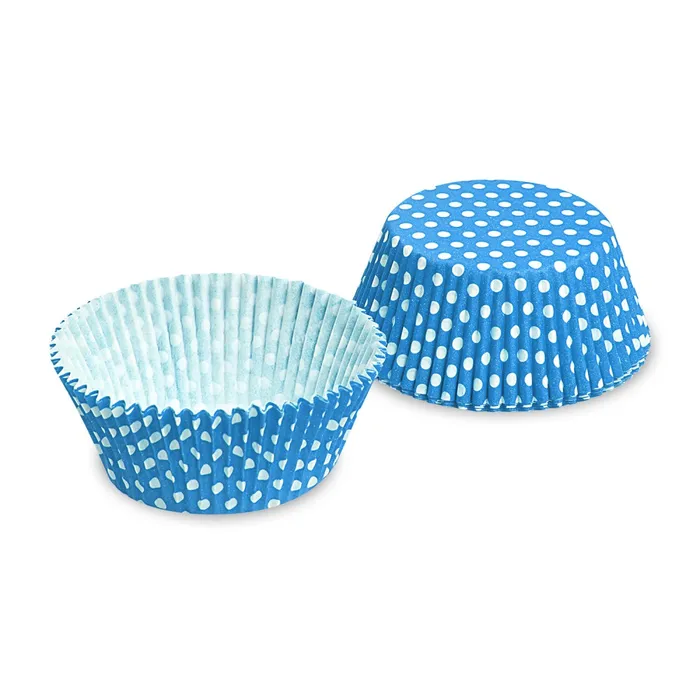 Hauptproduktbild Cukrářský košíček (PAP) Puntíky modrý průměr 50 x 30 mm [40 ks]