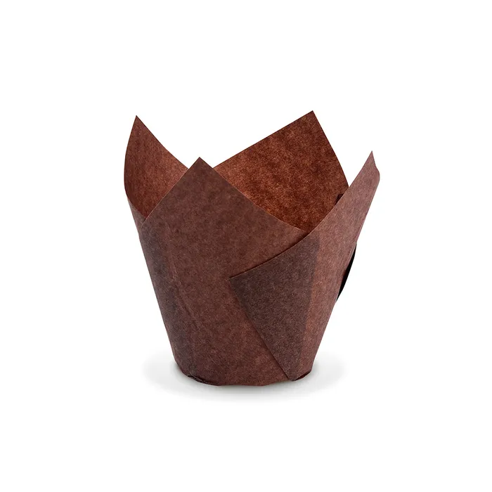 Hauptproduktbild Cukrářský košíček TULIP hnědý průměr 5 x 8,5 cm (16 x 16 cm) [100 ks]