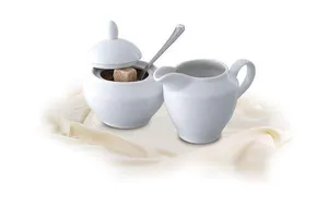 Zuckerdose, Porzellan, 15 cl, ROTBERG, weiß mit rotem und schwarzem Dekor