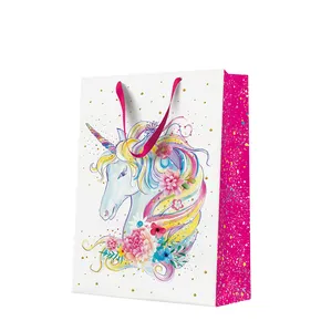 Geschenktüte - UNICORN FLOWER HEAD, groß 30x41x12 cm