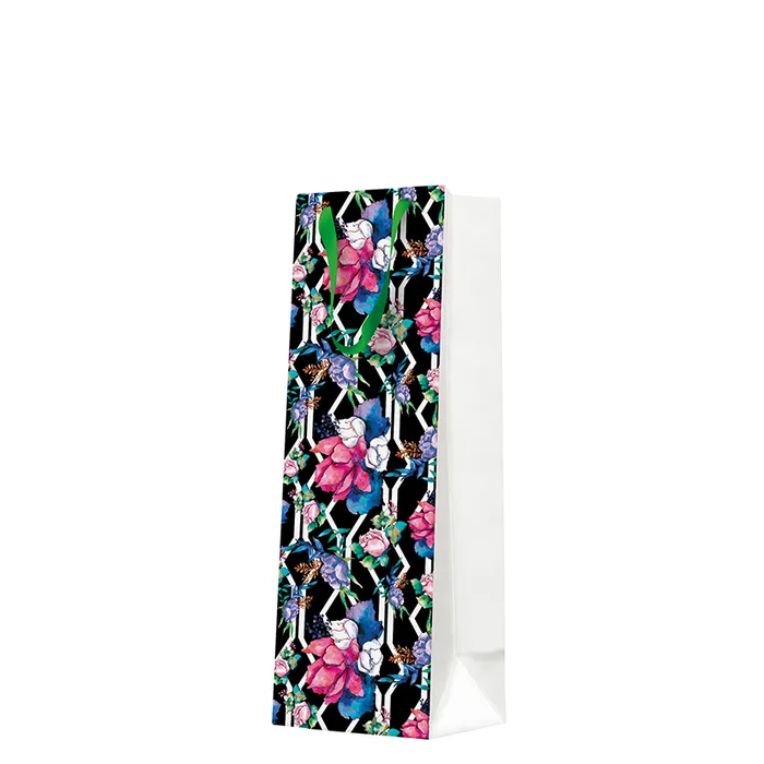 Hauptproduktbild Dárková taška na láhev - Floral Botanical Pattern 12x10x37 cm