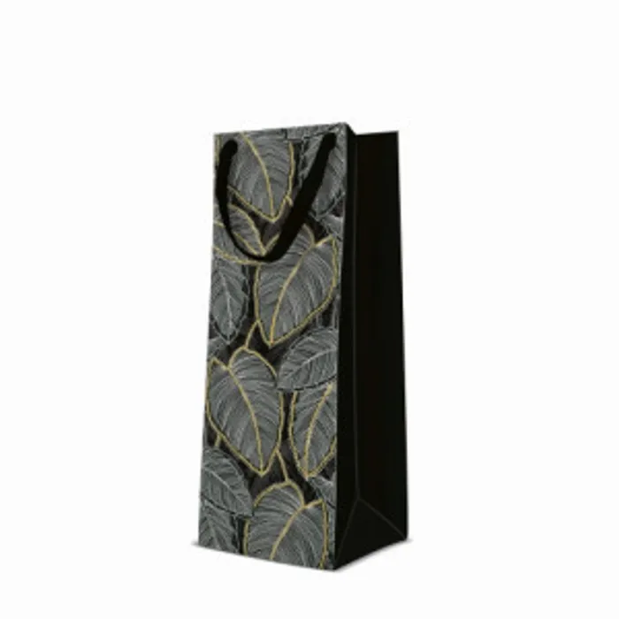 Hauptproduktbild Dárková taška premium na láhev - Jungle Leaves 12x10x37 cm