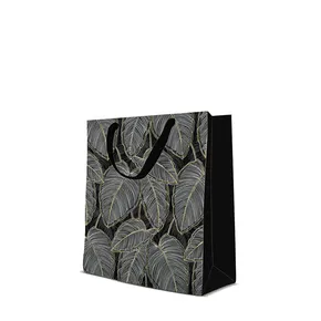 Geschenktasche premium mittel - Jungle Leaves 20x10x25 cm