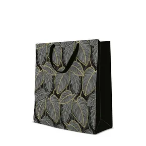 Geschenktasche premium groß - Jungle Leaves 26,5x13x33,5 cm