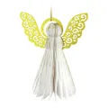 Deko Engel (2 Stk.), Papier + PET, hängend, 10 cm, Farbe Weiß/Gold
