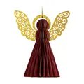 Deko Engel (2 Stk.), Papier + PET, hängend, 10 cm, Farbe Bordeaux/Gold