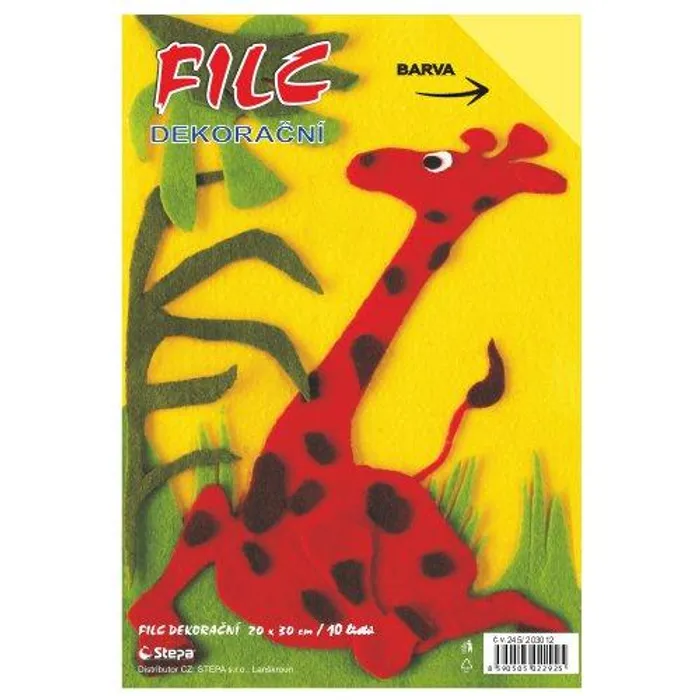 Hauptproduktbild Dekorační filc (barevná plsť) 20x30cm - žlutý 10ks/bal