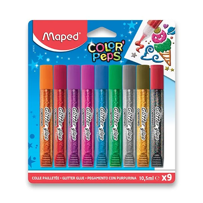 Hauptproduktbild Dekorační lepidlo Maped Glitter Glue 9 x 10,5 ml