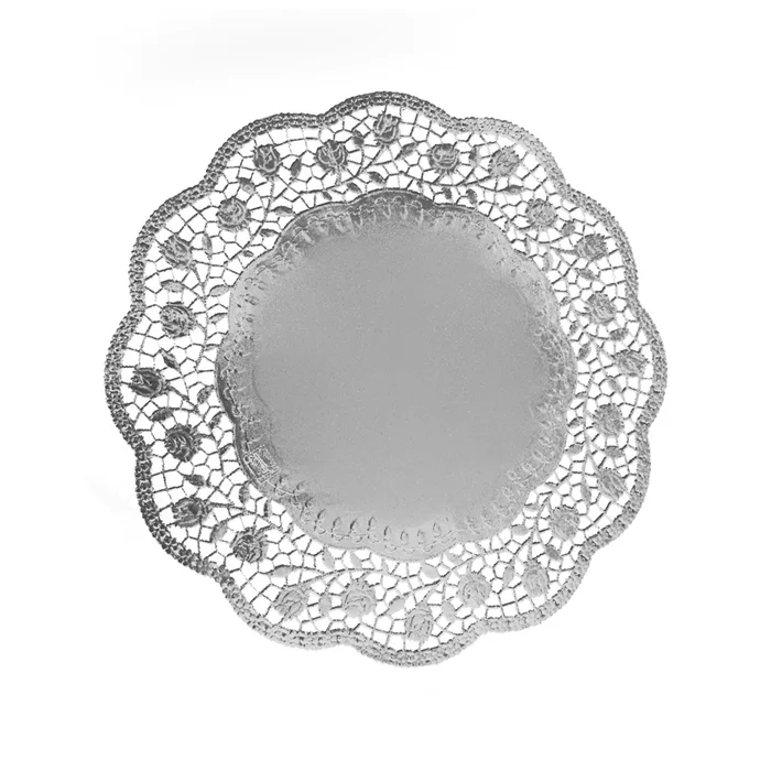 Hauptproduktbild Dekorativní krajky kulaté, stříbrné průměr 30 cm [4 ks]