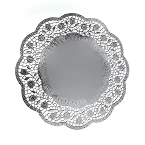 Deko-Tortenspitze (PAP/ALU) rund silber durchmesser 36cm [4 St.]