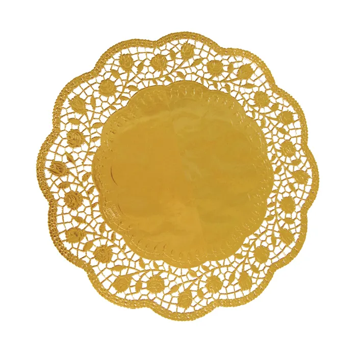 Hauptproduktbild Dekorativní krajky kulaté, zlaté průměr 32 cm [4 ks]